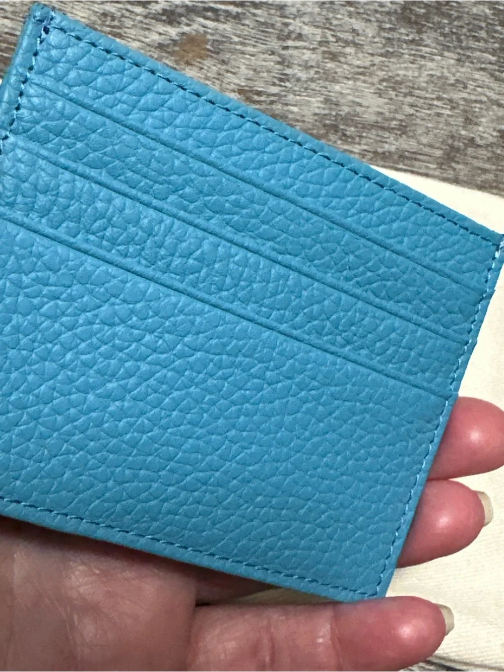Textured Blue-Turquoise Leather Card Holder